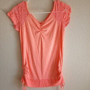 Women's summer, short sleeve lace, medium top orange